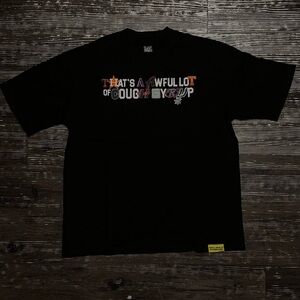 Black Graphic Tee with Colorful Text